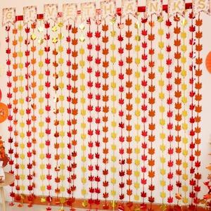 Otalibo Fall Decor 2Pack Red Gold Orange Maple Leaves 3.3 X 6.6 ft Thanksgiving Decorations Metallic Foil Fringe Curtains Fall Party Supplies Autumn Harvest Photo Booth Props Backdrop Streamers