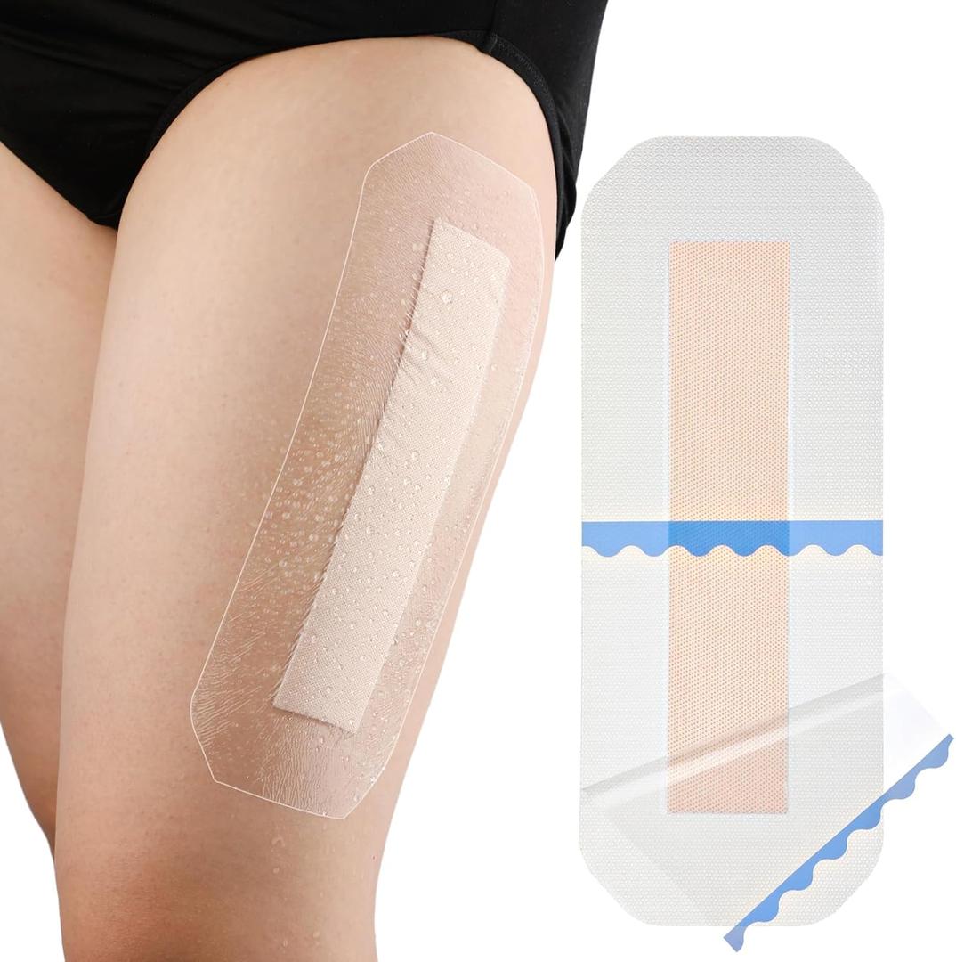 Silicone Knee Incision Bandages with Gentle Adhesive Wound Waterproof Dressing Absorbent Hip Water Barrier Shower Protector for Post Surgical Site Large Cuts Abrasions 4 x 10 Inch Pack of 10