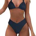 Bikini Sets for Women Sexy Halter Triangle String Bikini Cheeky V Cut High Waisted Thong Swimsuits 2 Piece (Small, Black)