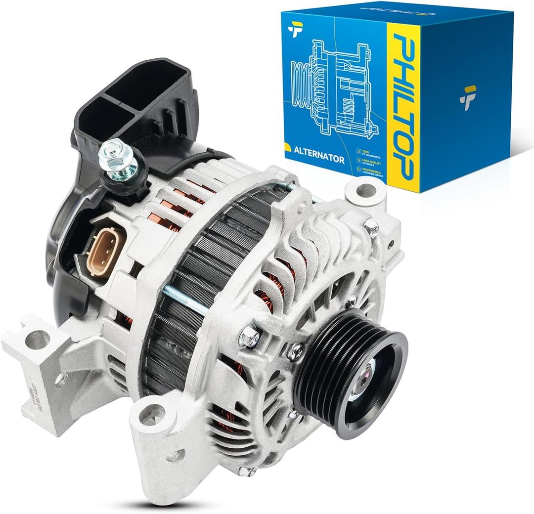 PHILTOP Alternator Compatible with Mazda,2006-2013 Mazda 6 2.3/2.5L Naturally Aspirated,2006-2008 MX-5 Miata High Amp Alternators Replace 11168N 12V 100Amp CW S6 6-Groove Pulley,100 Amp,11168N