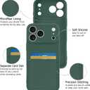 Design for iPhone 17 Pro Case with Card Holder for Women Men Soft Liquid Silicone Cover [Microfiber Lining] Full Camera Protection Shockproof Slim for iPhone 17 Pro Case Wallet Green