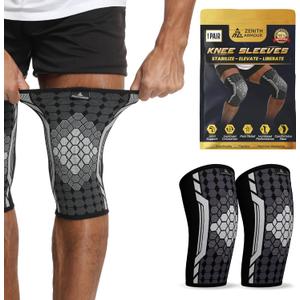 Knee Sleeve, Knee Brace for Women & Men - Pain Relief, Meniscus Tear, ACL, Arthritis, Joint Pain, Recovery, Workout, Fitness, Sports - 1 Pair, Breathable, Machine Washable (X-Large)