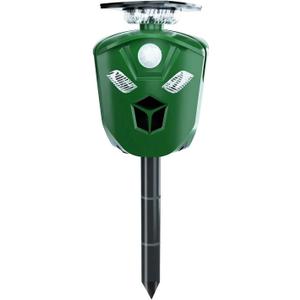 Electric Solar Powered Ultrasonic Animal Repeller 360 Ultrasonic Animal Driver with Motion Sensor LED Flashing Lights Waterproof Outdoor Animal Repellent for Farm Garden Yard