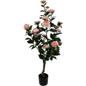 Kiko Artificial Flower Rose Tree -35" (90cm) Tall 19 Heads Fake Floor Flower with Plastic Pot for Office, Living Room, Dinner Room, Shopping mall, and Home Decoration for Indoors