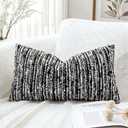 Artscope Lumbar Throw Pillow Cover 16x24 Super Thick Body Pillow Cover Decorative Boucle Textured Morden Neutral Accent Italian Style Pillowcase for Bedroom Living Room Couch Sofa Home Décor-Black