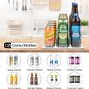 Soda Can Dispenser for Refrigerator - 3 Row Automatic Pusher Glide, Fridge Bottle Rack Drink Organizer, Self-Pushing Width Adjustable Beverage Storage Holds Up to 12 Cans (12.2inch, White)