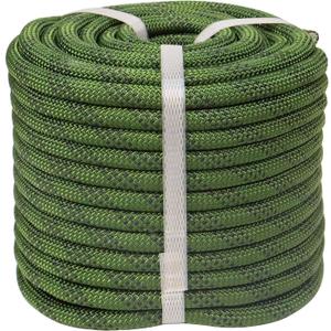 Double Braided Arborist Rigging Rope (1/2 in x 50 ft) Strong Polyester Rope 48 Strands for Tree Work Climbing Pulling Swing Sailing, ArmyGreen/Black