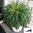 48in 96 Leaves Large Fake Ferns, 1Pcs Outdoor Faux Plants UV Resistant Artificial Plants Outdoor, Realistic Artificial Ferns for Outdoors Planter, Boston Fern for Porch Home Garden Patio Hanging Decor
