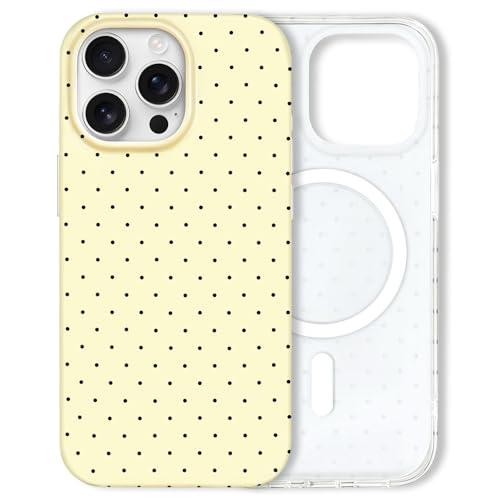 Hython for iPhone 15 Pro Max Case Cute Polka Dot Aesthetic Design Simple Cover 6.7", Thin Slim Anti-Scratch Soft TPU Bumper Shockproof Rubber Protective Phone Cases for Women Girls, Magnetic Yellow