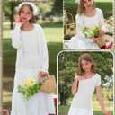 Oakgarden Girls Cap Sleeve T-Shirts Kids Ribbed Knit U-Neck Tops Fitted Short Sleeve Shirts Cute Summer Basic Tees 11-12 Years (White)