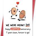 4 x Funny 7th Anniversary Card, Happy Copper Anniversary Card for Husband Wife, Happy Seven Years Anniversary, We were Meant 2p