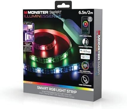 LED Strip Short Wi-Fi Multi-Color LED Light Strip Monster 6.5Ft, Smart App, Customizable Settings, Any Space, Voice-Control, Alexa, Google Assistant, Easy Installation