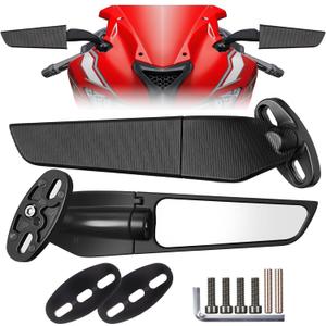 Motorcycle Mirrors Large Size Stealth Wind Wing Side Fit For 2025 Kawasaki Ninja 650/500/400/300,ZX6R/ZX10R/ZX4RR/ZX14R & Suzuki GSXR 1000/600/750