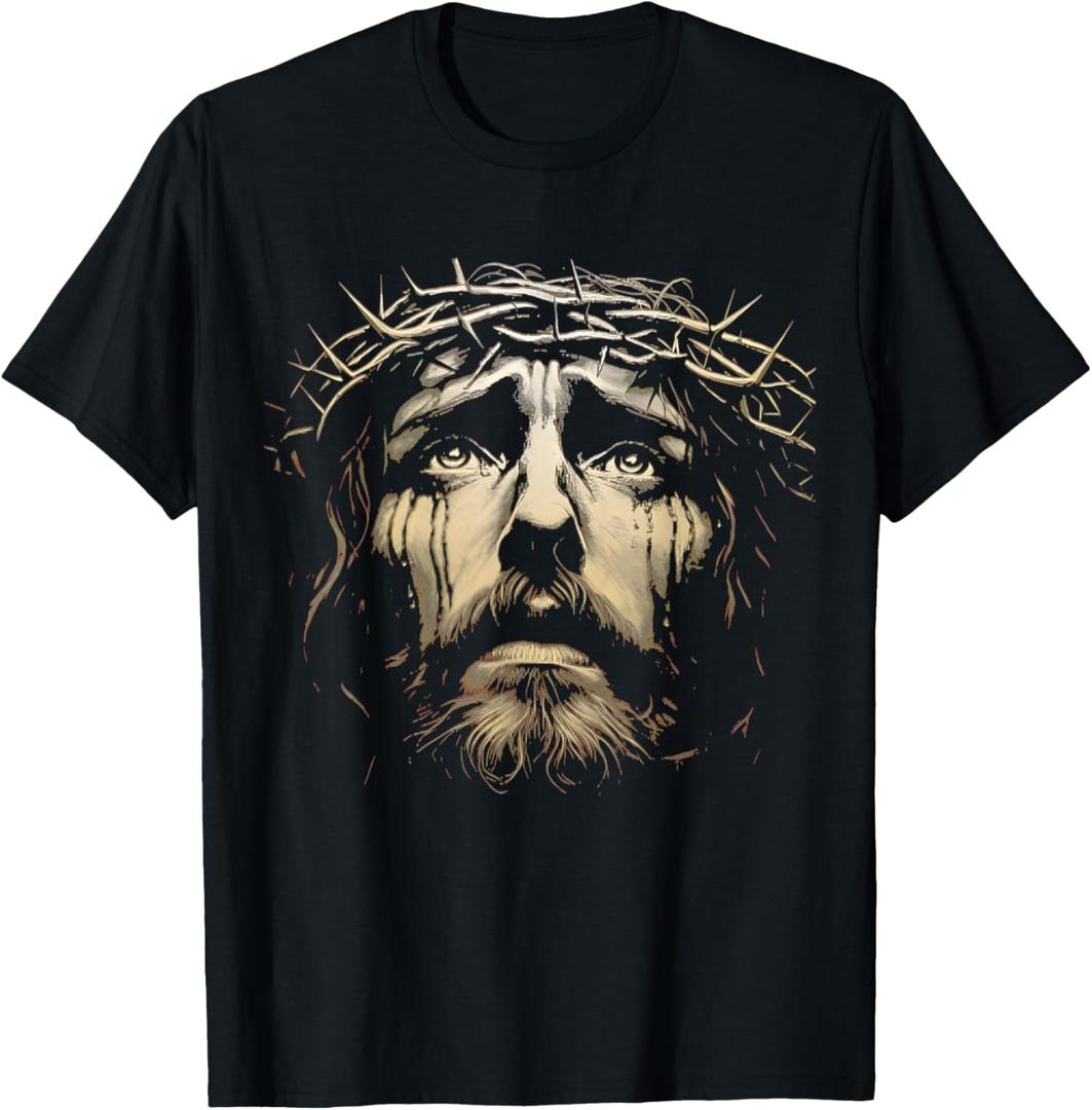 Jesus Christ Face with Crown of Thorns God Bible Vintage T-Shirt M