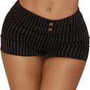 Milumia Women's Y2K Striped Print Shorts Button Front Slim Fitted Mini Shorts Black Large