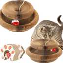 2-Pack Kitty Kurls Cat Scratcher  Foldable Magic Organ Cat Scratcher Board, Reversible Corrugated Cardboard Kitty Scratching Toy with 2 Bell Balls for Indoor Exercise