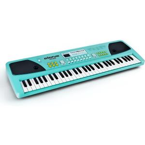 61 Key Piano Keyboard with Microphone, Electric Piano, Blue | Dual Speakers with LED Display, 16 Tones 10 Rhythms 8 Percussion, Record and Playback, Starter Gift for Kids Beginners