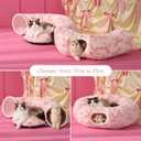 Lesure Cat Tunnel Bed for Indoor Cats - Cute Cat Donut Tunnel Toys with Washable Circle Cushion, Round Pet Peekaboo Cave Toy for Kitten/Puppy/Rabbit, Standard Pink Taffy