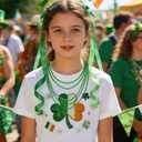 50/100/150/200PCS St Patricks Day Necklace Bulk St Patricks Day Accessories Green Beads Decorations Party Favor