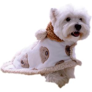 GabeFish Dog Cape Blanket for Small Dogs, Cute Puppy Fleece Pajamas, Cats Cold Weather Coat Wraps with Hood Brown Large (L: Recommand Weight 14-22 lbs (6.5-10kg))