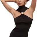 Sexy Dressy Halter Neck Tops for Women Pleated Twist Front Tank Tops Slim Fit Hollow Out Backless Cami Top Size M