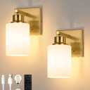 Rayogale Battery Operated Wall Sconce Set of 2, Gold Rechargeable Wall Lights with Timer Function, Easy Install Dimmable Cordless Wall Lamps Sconces Wall Decor for Living Room Bedroom Hallway, 3000K