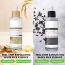 Rice Exfoliating Ampoule Set, 2025 Upgrade Black + White Rice Exfoliant, Peel & Shot Glow Rice Ampoule Duo for Glowing Skin | Gentle Peel + Pore Minimizing & Deep Hydration for All Skin Types - 2 PCS