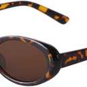 Trendy Retro Oval Sunglasses for Women, 90s Small Y2K Fashion Vintage Narrow Sun Glasses (1 Pack Leopard)