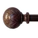 Hermosa 26 in. to 48 in. Adjustable 5/8 in. Single Curtain Rod in Walnut with Finials