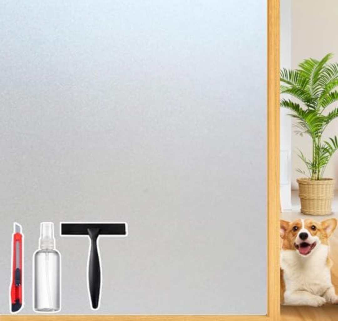 Frosted Glass Window Privacy Film Decorative with Tools, 2 Way Frosting Privacy Film for Glass Door, Static Cling Tint for Home Anti-UV, Covering Clings 23.6" by 78.74" 4 Pack
