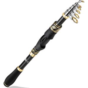 PLUSINNO Fishing Pole, Fishing Rod and Reel Combo, Telescopic Fishing Rod Kit with Spinning Reel, Collapsible Portable Fishing Pole with Carrier Bag for Freshwater Saltwater Fishing Gifts for Men Women