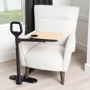 Able Life Comfortably Independent Tray Table Adjustable Bamboo Swivel TV and Laptop with Ergonomic Stand Assist Safety Handle, Living Aid, Brown