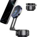 Electric Vacuum Magnetic Suction Phone Holder,Adjustable and Foldable Car Mount,Strong Magnetic Car Phone Holder for iPhone16/15/14/13/12,for Shower/Car/Mirror/Smooth Surfaces(Not Charging Phone) (Black)