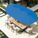 AreShark 13 FT Patio Umbrella with Solar Lights, Double-Sided Outdoor Table Umbrellas with Crank, Large Rectangular Market Umbrella for Porch, Lawn, Pool, Backyard, Royal Blue