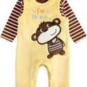 JiAmy Newborn Baby Outfit Baby Fleece Overalls Toddler Flannel Onesie Romper Two-piece Set