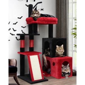 Globlazer Gothic Cat Tower for Indoor Adult Cats, 50-inch Heavy Duty Goth Cat Tree for Big Cats, Maine Coon Cat Tree with Extra-Large Padded Platform, 2 Large Condos, F50 Globlazer Gothic Cat Tower for Indoor Adult Cats, 50-inch Heavy Duty Goth Cat Tree for Big Cats, Maine Coon Cat Tree with Extra-Large Padded Platform, 2 Large Condos, F50
