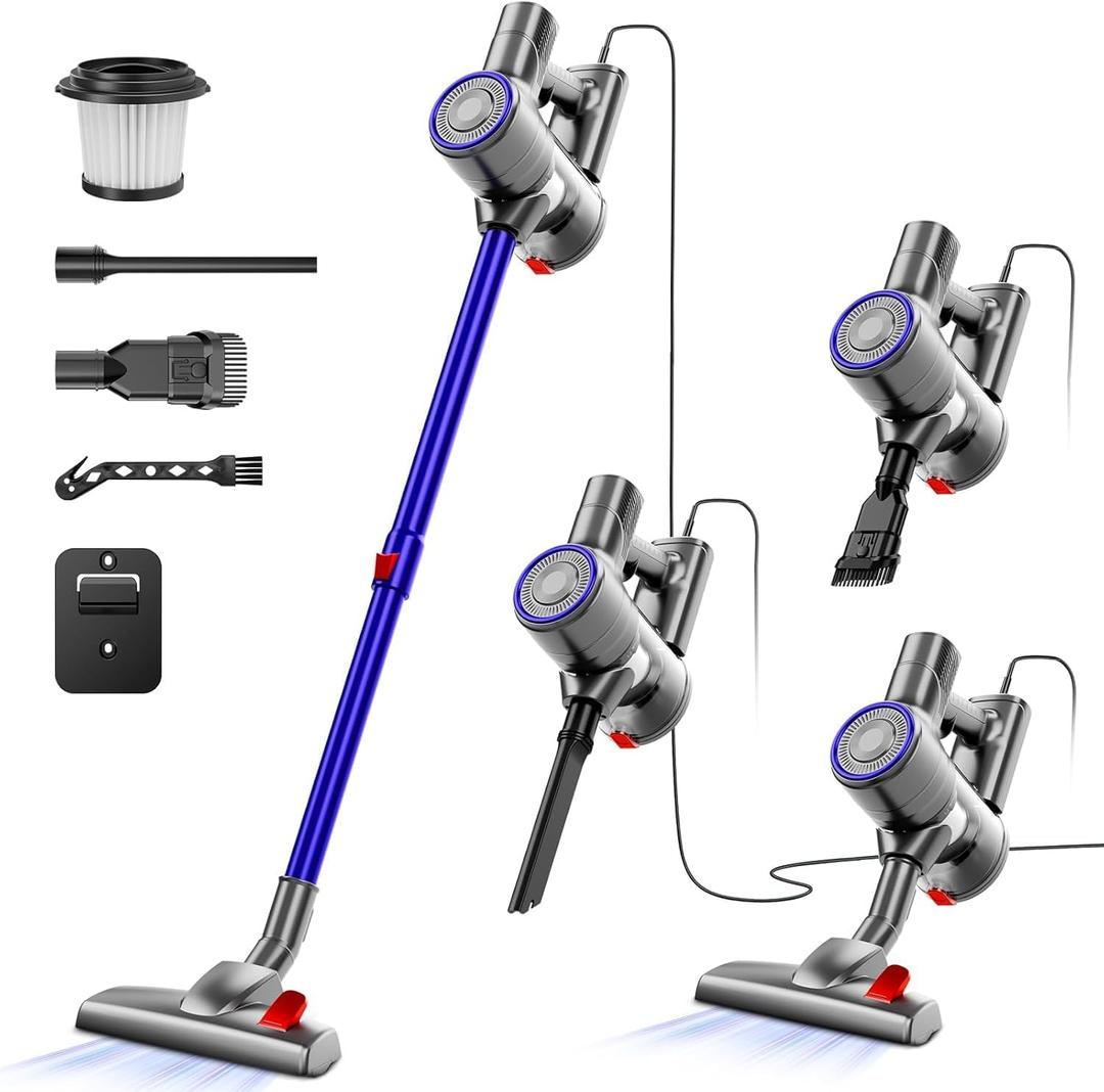 Corded Stick Vacuum Cleaner, 25Kpa Powerful Stick Vacuum, 2 in 1 Vacuum Cleaners,1.2 L Dust Cup, Corded Handheld Vacuum Pet for Hair, Short-Pile Carpet, Hard floor (Dark Blue)