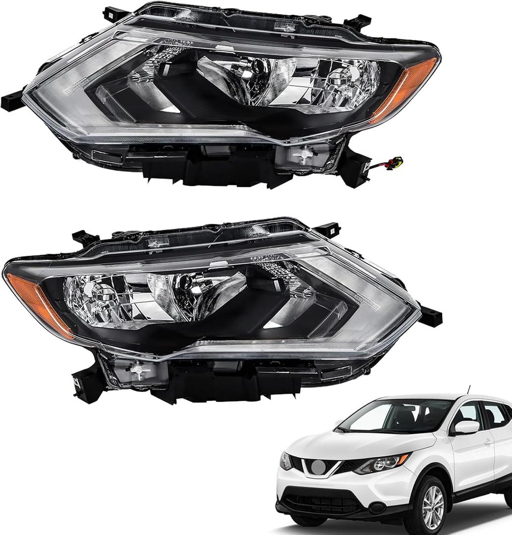 Halogen Headlights Left and Right Side Headlamp Assembly Replacement for Rogue 2017 2018 2019 Halogen