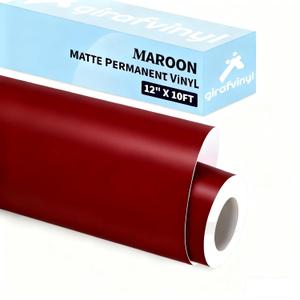 GIRAFVINYL Maroon Permanent Vinyl - 12" x 15ft, Matte Burgundy Vinyl for Craft Decal, Sticker, Tumbler, Party, Sign, Maroon (Matte Wine Red)