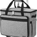 FINESUN Sewing Machine Case with Detachable Dolly Rolling Sewing Machine Case, Trolley Tote Bag Sewing Machine Carrying Case for Most Standard Most Standard Singer, Brother, Janome, Grey
