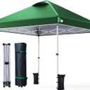 Nazhura 10' x 10' Pop Up Canopy Tent with Sand Weight Bag, Awing for Patio, Freestanding Sun Shelter for Picnic and Camping, One Person Setup, White (Green)