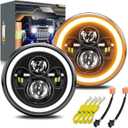 MONDEVIEW 7 Inch LED Headlight Round H6024 High Low Beam, Turn Signal DRL for Jeep Wrangler Chevy Ford Nissan Hummer, DOT Approved