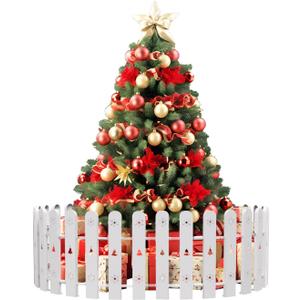 Christmas Tree Fence, 28PCS Thick White Plastic Picket Fence Decorative for Party Wedding Garden Home, Christmas Fence Border Barrier Guard for Puppy Toddlers Baby