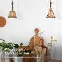 Modern Amber Glass Pendant Light, 6"x11.5" Floral Bell-Shaped Hanging Light with Wood Handle & Brass Cap, 15"-72" Adjustable Line, E26 Socket  Golden Amber Morning Glory