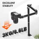 TARION Camera Desk Mount Overhead: Articulated Camera Arm Stand with Clamp 3/8'' 1/4'' Screws Adjustable Table Mount Flexible Gear Joints for DSLR, Phone, Projector TKA01-L (Upgraded Version)