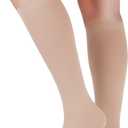Lin Performance 20-30 mmHg Medical Compression Socks for Women and Men Knee High Open Toe Stockings Varicose Vein Swollen legs(3XL, Beige)