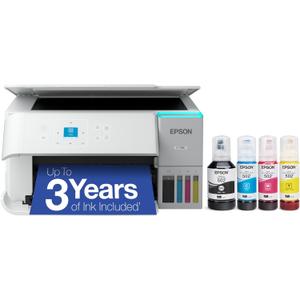 Epson EcoTank ET-2980 Wireless All-in-One Color Supertank Printer with up to 3 Years of Ink, Refillable Tanks, Perfect for Home, 15 PPM, 1.44" Color Screen, Auto 2-Sided Printing – White