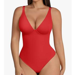 FeelinGirl Shapewear Bodysuits for Women Tummy Control Body Suits Deep V Neck Thong Body Shaper Size XS