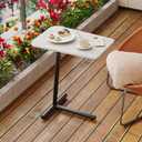 Small Drink Table for Small Spaces,Modern C Table, Side Table,Bedroom Nightstand,Marble Tabletop for Low Sofas Living Room Corners and Office,15.75 x 11.42 x 19.69 Inches (Black)