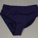 Tempt Me Women Retro High Waist Bikini Bottom Navy Blue Ruched Swim Brief Short M
 (Medium, Navy Blue)
